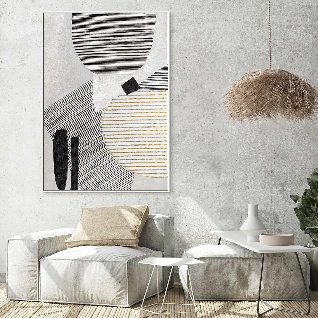 Symphony of Lines - Black White & Gold Geometric#M2510 Painting artwepaint 