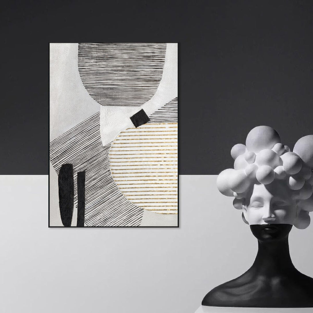 Symphony of Lines - Black White & Gold Geometric#M2510 Painting artwepaint 