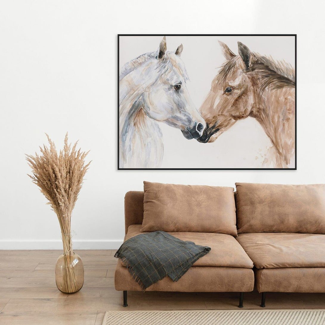 Tender Gaze - Watercolor Horse Duo Portrait #M3562 Painting artwepaint 