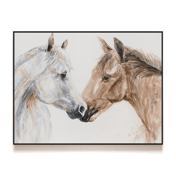 Tender Gaze - Watercolor Horse Duo Portrait #M3562 Painting artwepaint 