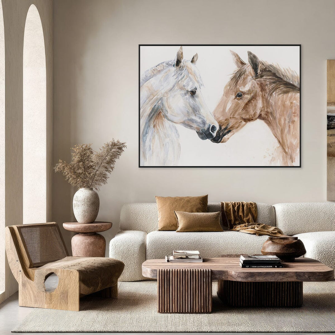 Tender Gaze - Watercolor Horse Duo Portrait #M3562 Painting artwepaint 