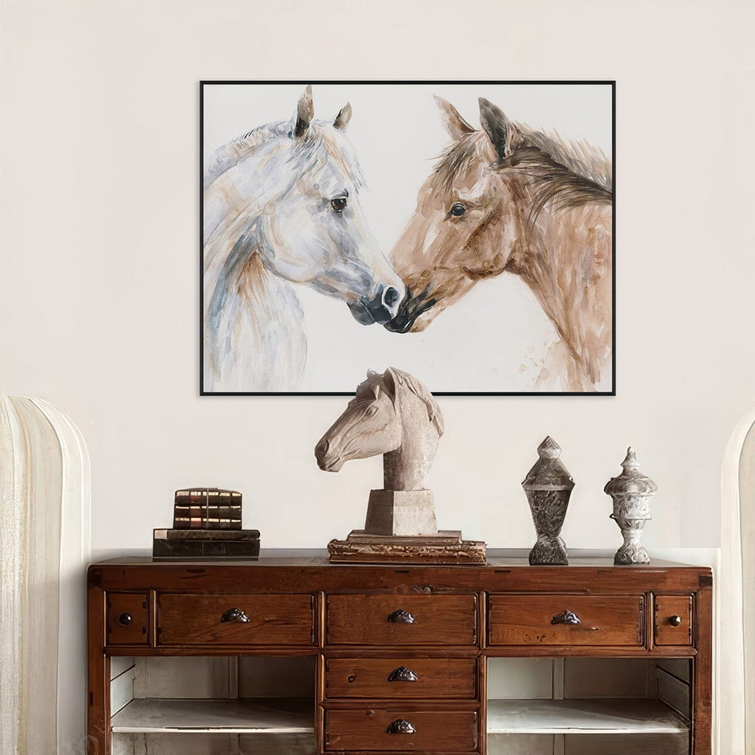 Tender Gaze - Watercolor Horse Duo Portrait #M3562 Painting artwepaint 