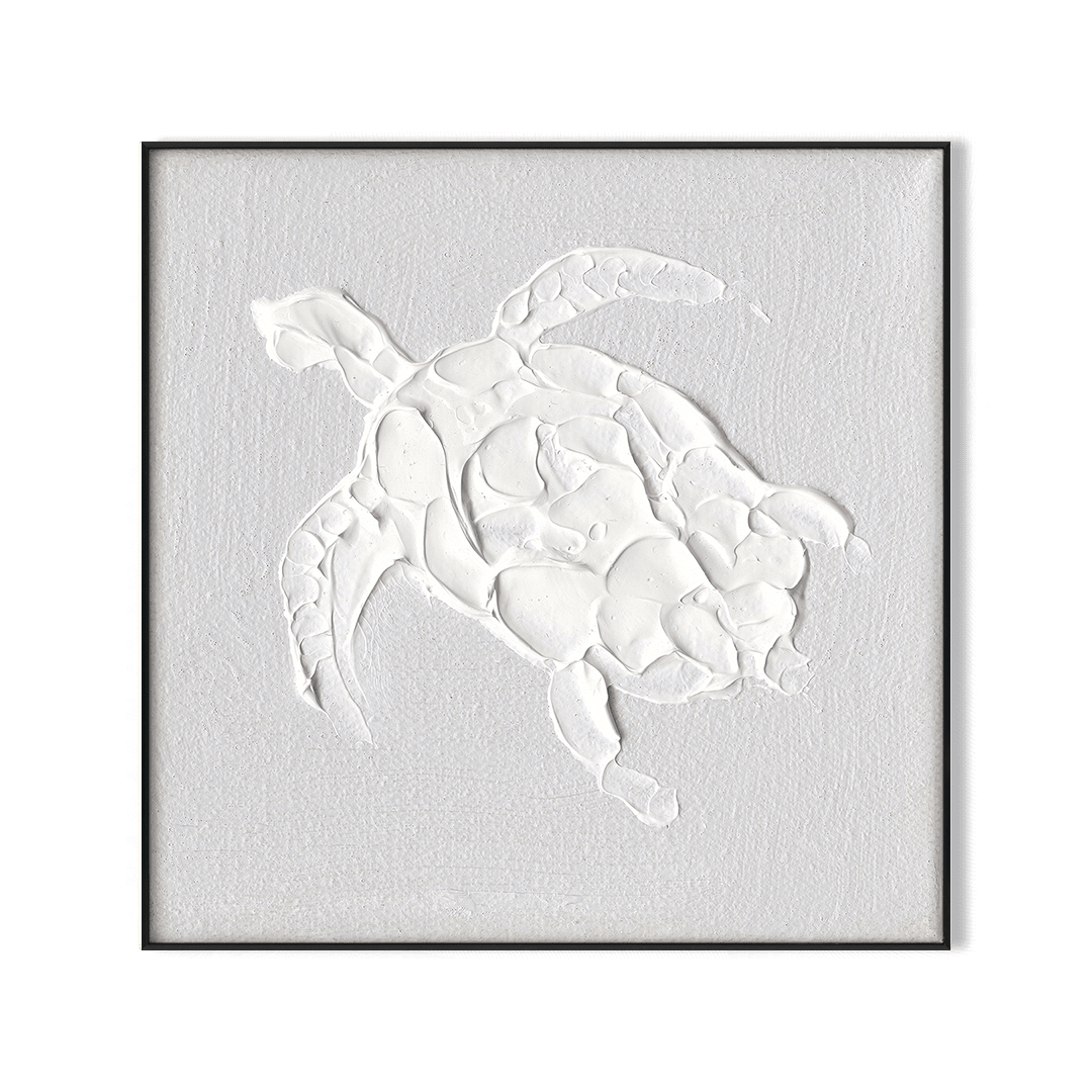 Textured Sea Turtle - White Relief Art#M5964 Painting artwepaint 