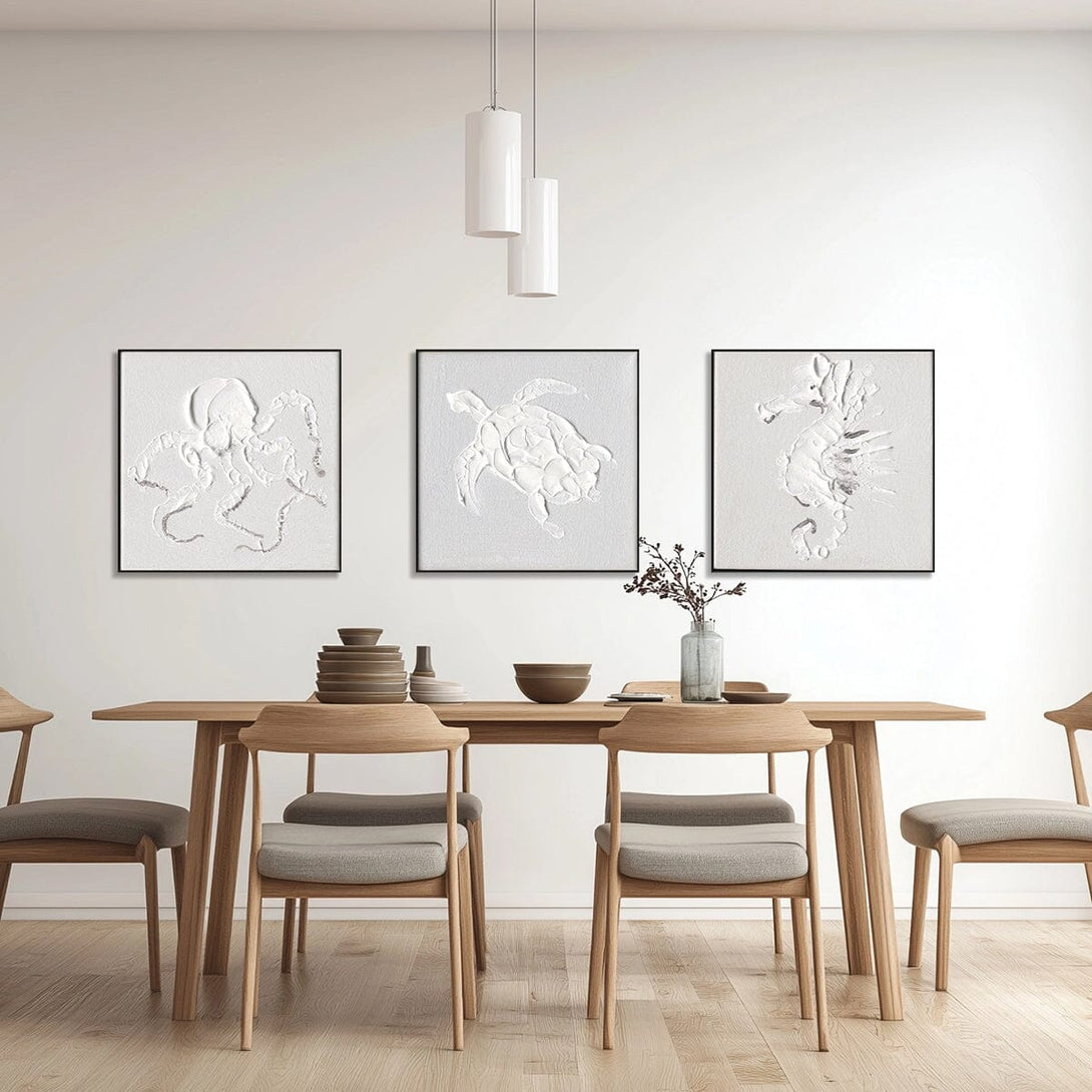 Textured Sea Turtle - White Relief Art#M5964 Painting artwepaint 