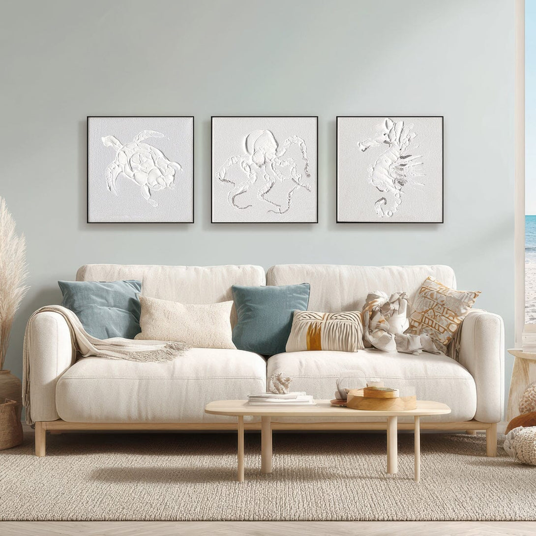 Textured Seahorse - White Relief Art#M5958 Painting artwepaint 