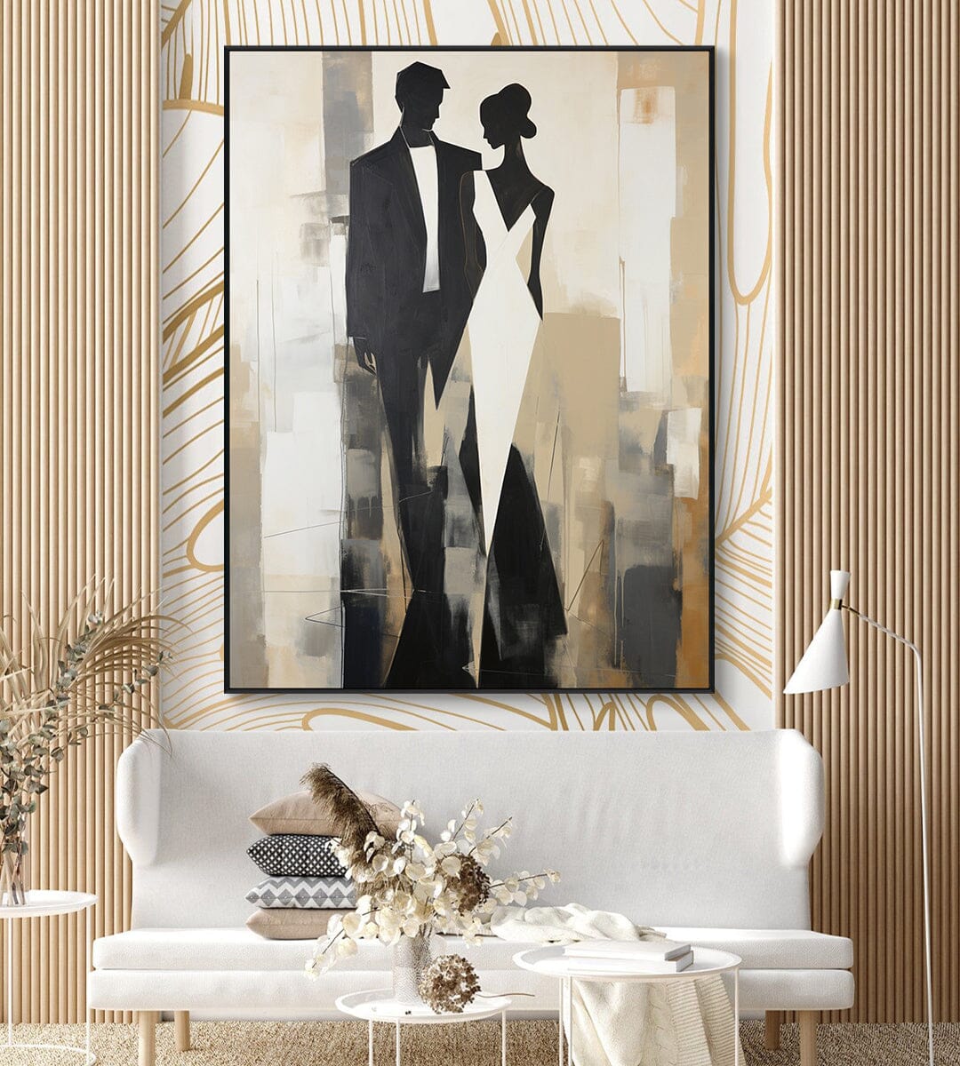 Timeless Bond - Black and White Couple Abstract Painting #PH0105(4) Painting artwepaint 