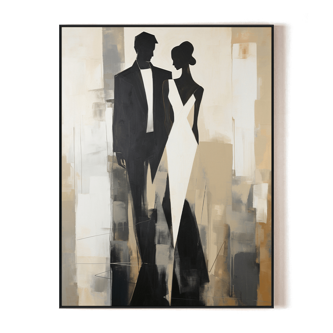 Timeless Bond - Black and White Couple Abstract Painting #PH0105(4) Painting artwepaint 