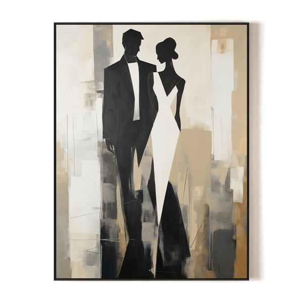 Timeless Bond - Black and White Couple Abstract Painting #PH0105(4) Painting artwepaint 