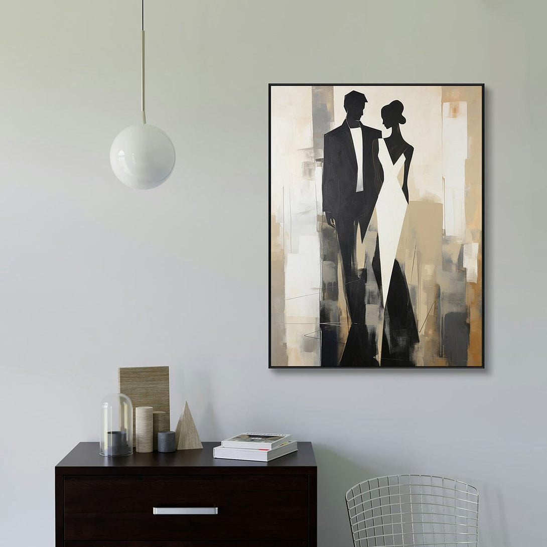 Timeless Bond - Black and White Couple Abstract Painting #PH0105(4) Painting artwepaint 