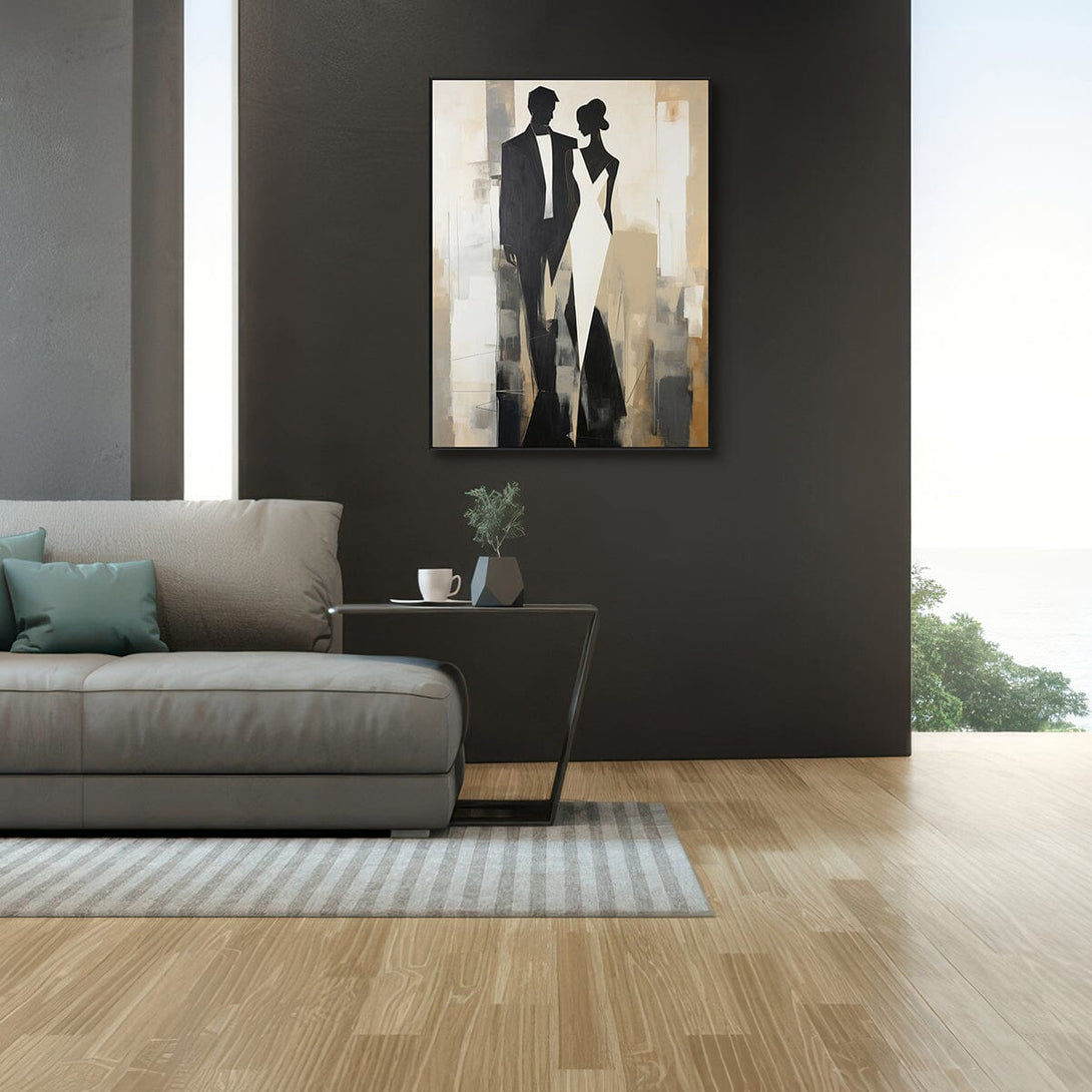 Timeless Bond - Black and White Couple Abstract Painting #PH0105(4) Painting artwepaint 
