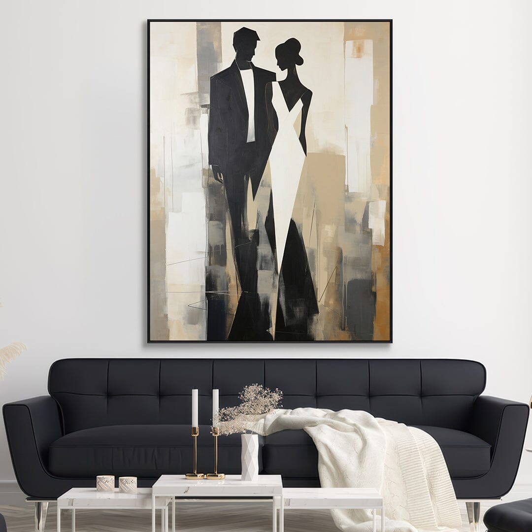 Timeless Bond - Black and White Couple Abstract Painting #PH0105(4) Painting artwepaint 