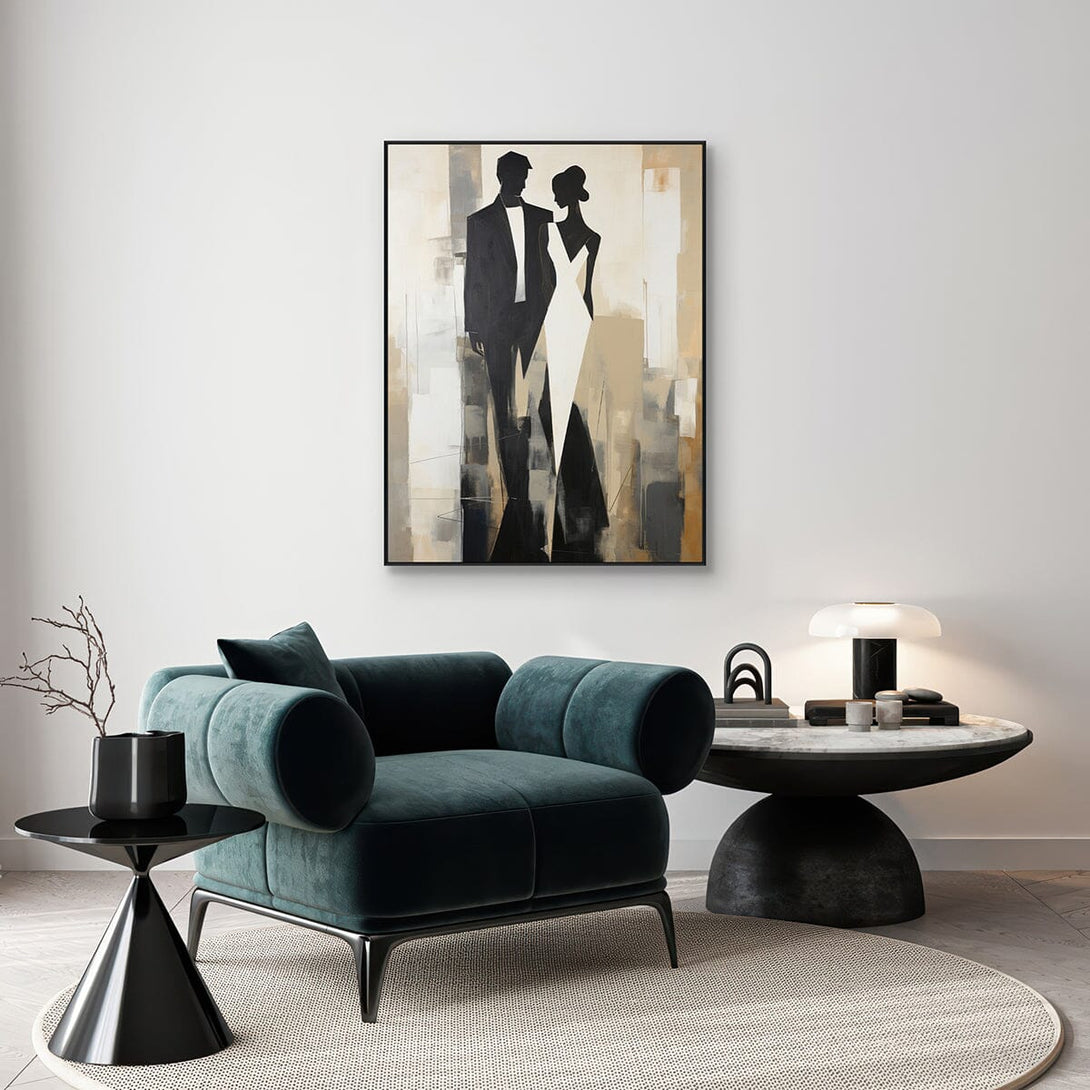 Timeless Bond - Black and White Couple Abstract Painting #PH0105(4) Painting artwepaint 