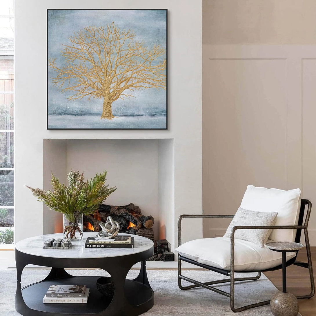 Tranquil Gold – Blue Abstract Tree Painting #J4030 Painting artwepaint 