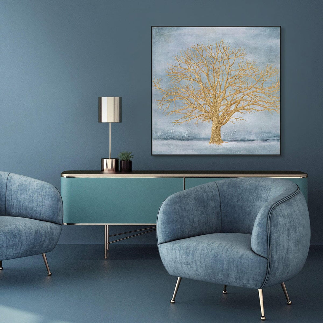 Tranquil Gold – Blue Abstract Tree Painting #J4030 Painting artwepaint 