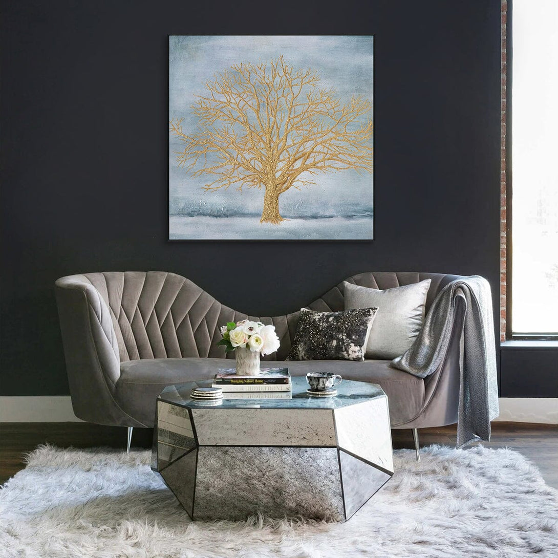 Tranquil Gold – Blue Abstract Tree Painting #J4030 Painting artwepaint 