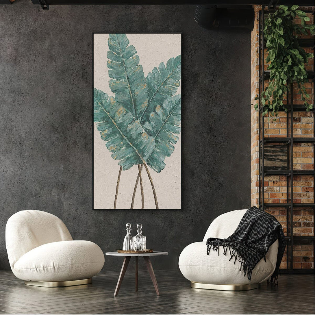 Tropical Elegance - Green Leaves Gold Leaf Art #L0619 Painting artwepaint 