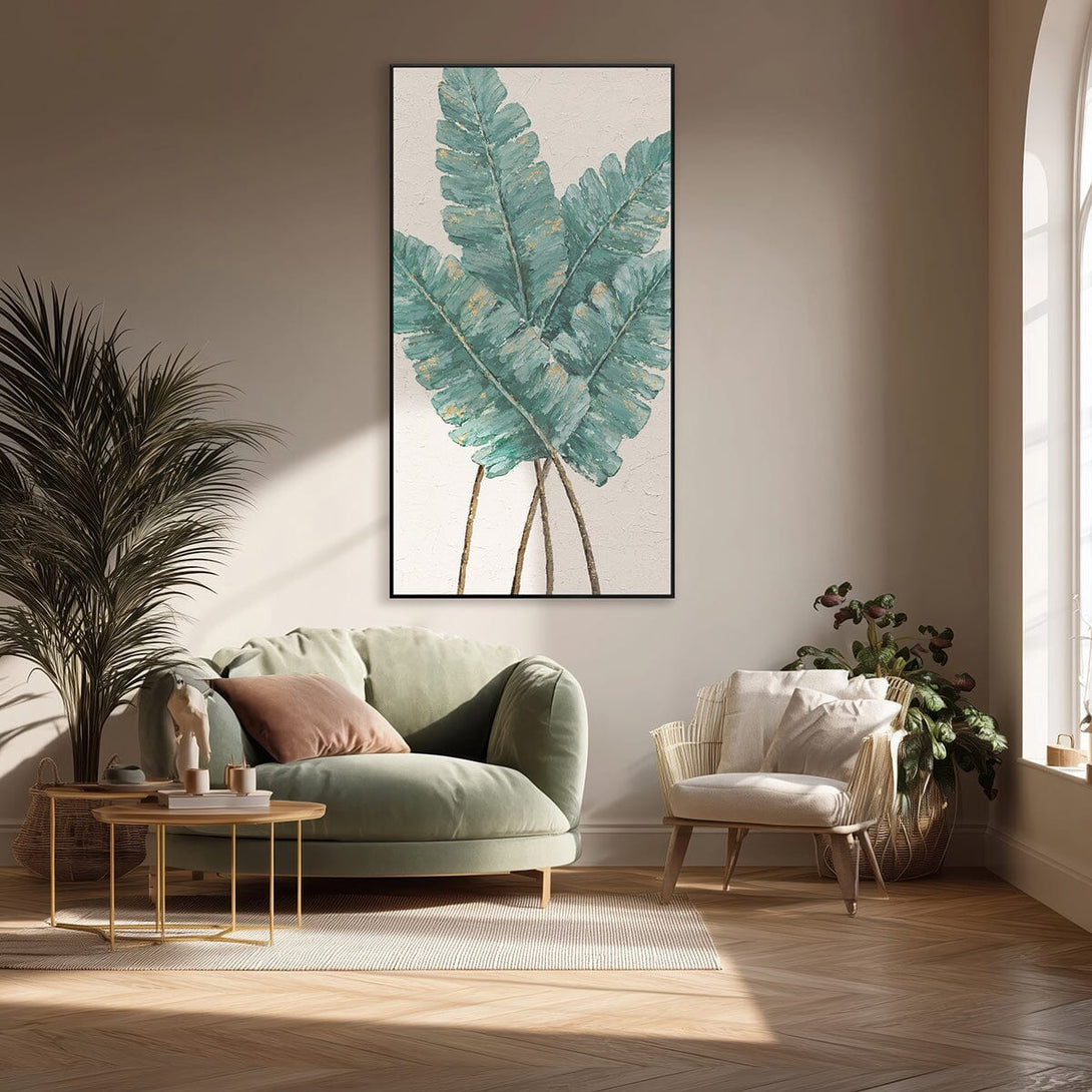 Tropical Elegance - Green Leaves Gold Leaf Art #L0619 Painting artwepaint 