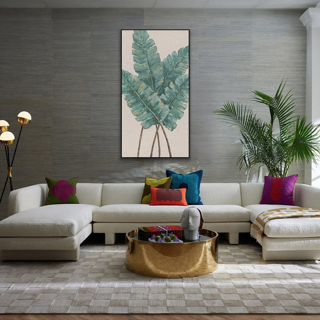 Tropical Elegance - Green Leaves Gold Leaf Art #L0619 Painting artwepaint 