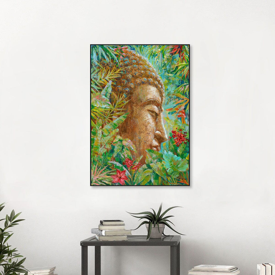 Tropical Radiance - Golden Buddha in Greenery #H8143 Painting artwepaint 