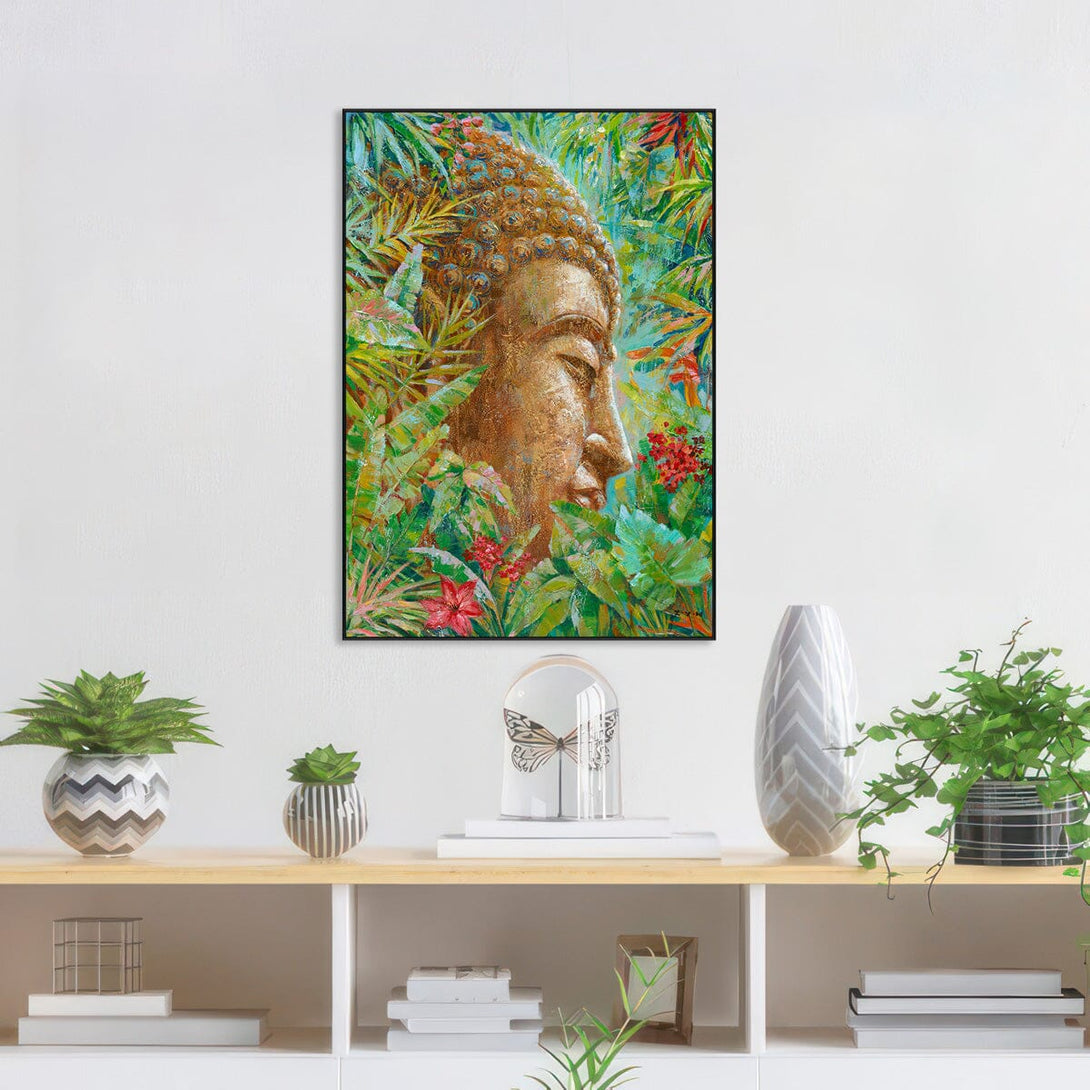Tropical Radiance - Golden Buddha in Greenery #H8143 Painting artwepaint 