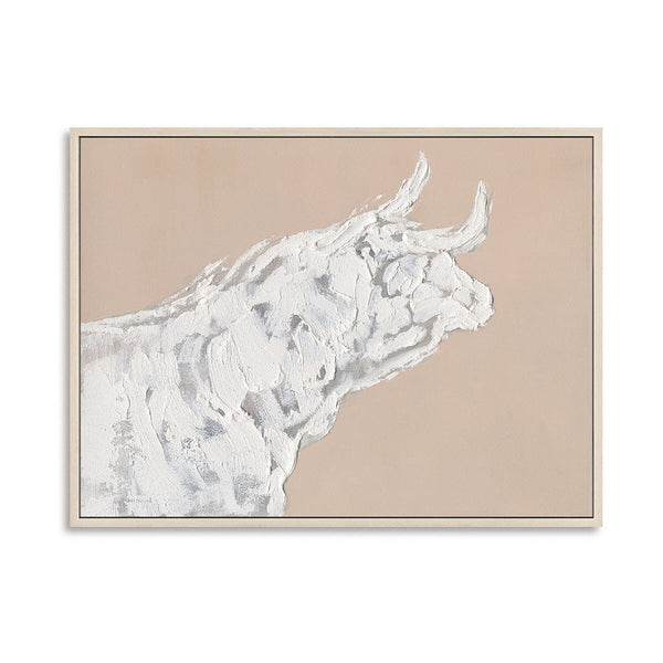 Turning Bull - White Textured Oil Painting #M0541 Painting artwepaint 