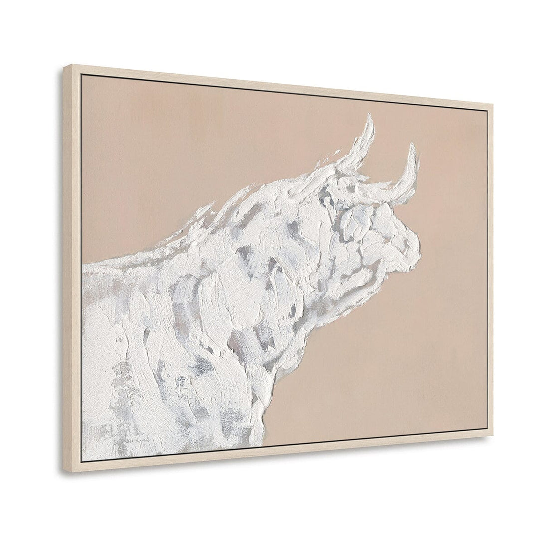 Turning Bull - White Textured Oil Painting #M0541 Painting artwepaint 