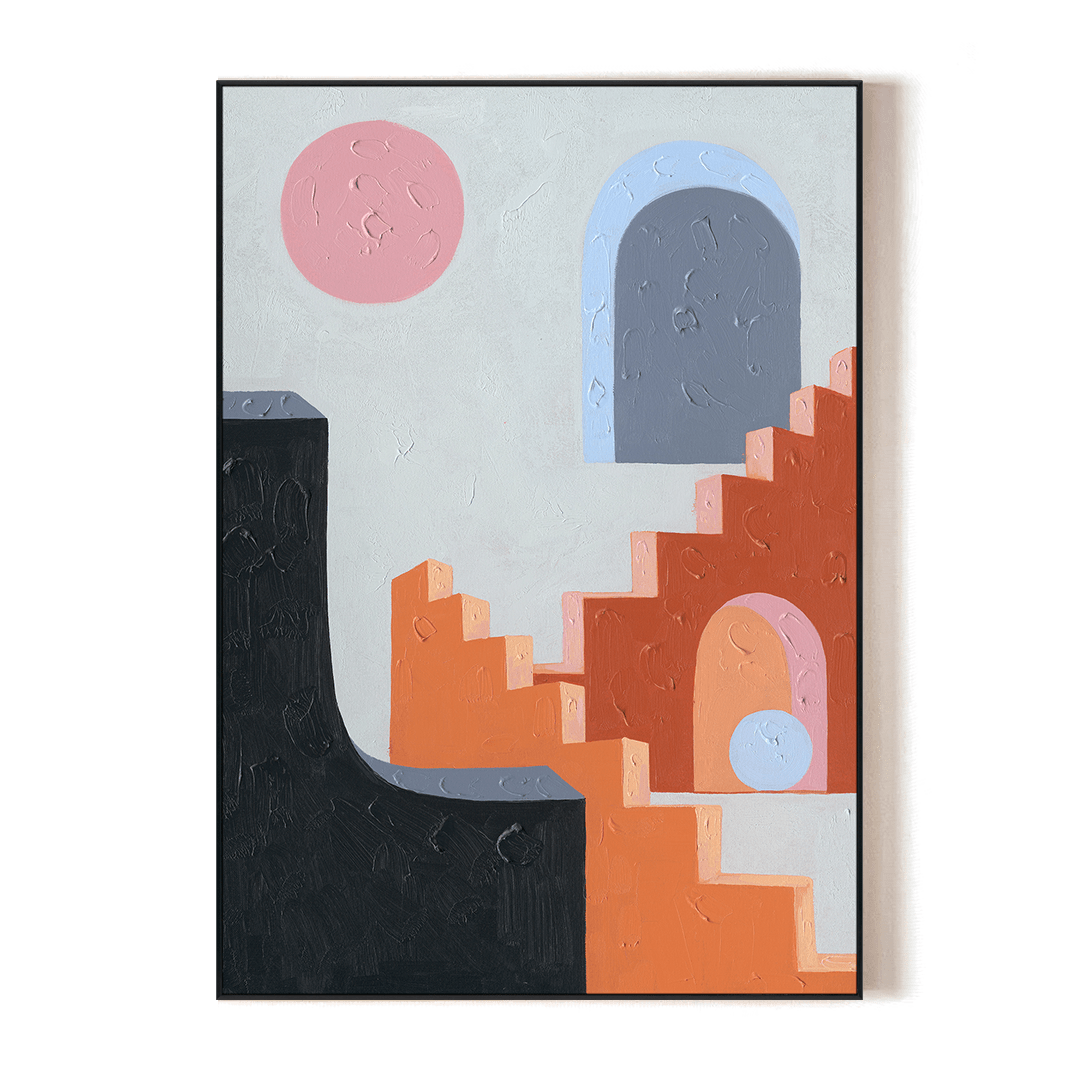 Twilight Arcade - Geometric Surreal Abstract #J2531 Painting artwepaint 