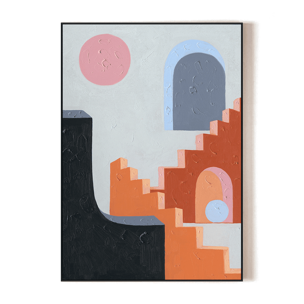 Twilight Arcade - Geometric Surreal Abstract #J2531 Painting artwepaint 