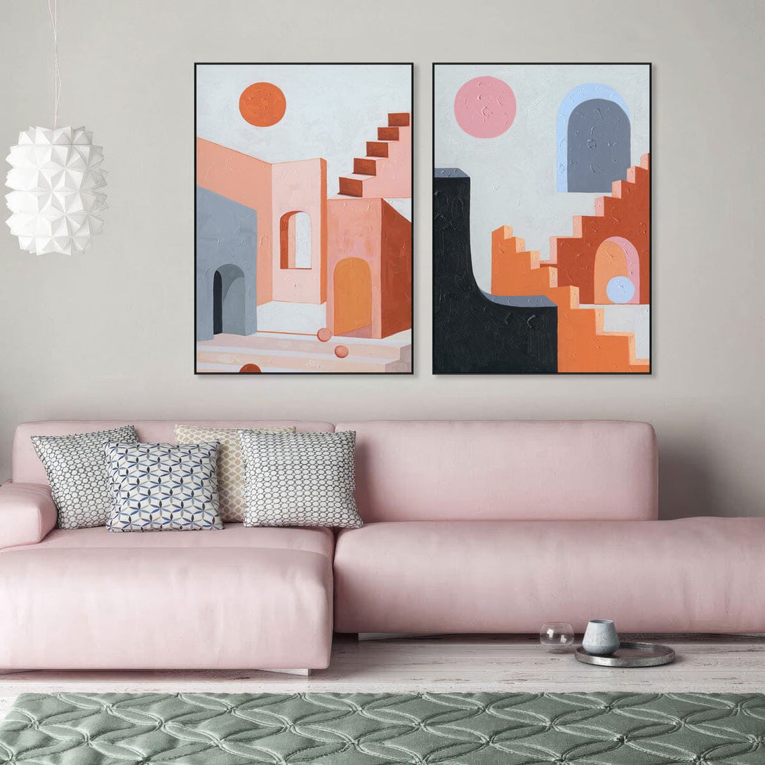 Twilight Arcade - Geometric Surreal Abstract #J2531 Painting artwepaint 