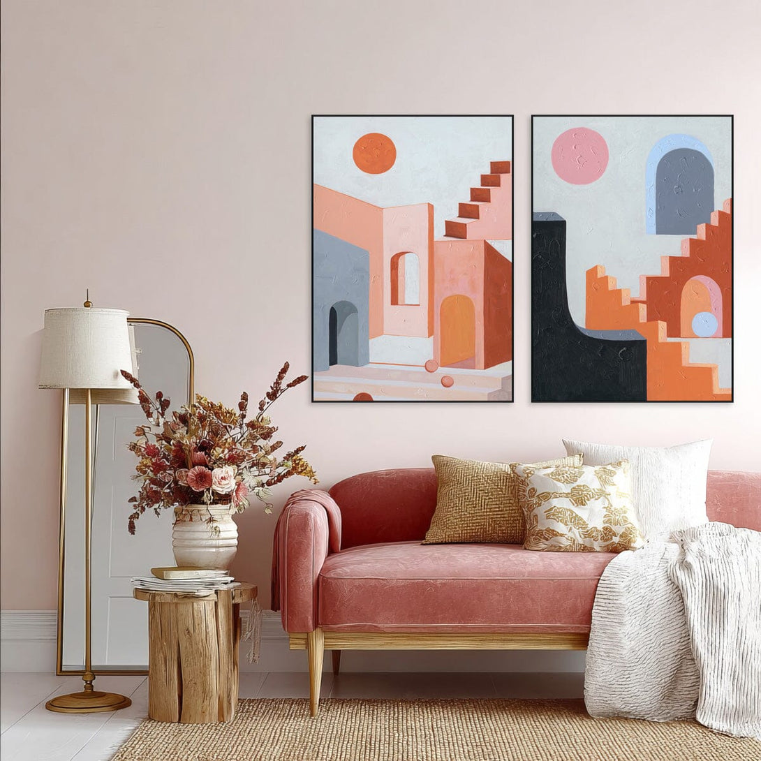 Twilight Arcade - Geometric Surreal Abstract #J2531 Painting artwepaint 