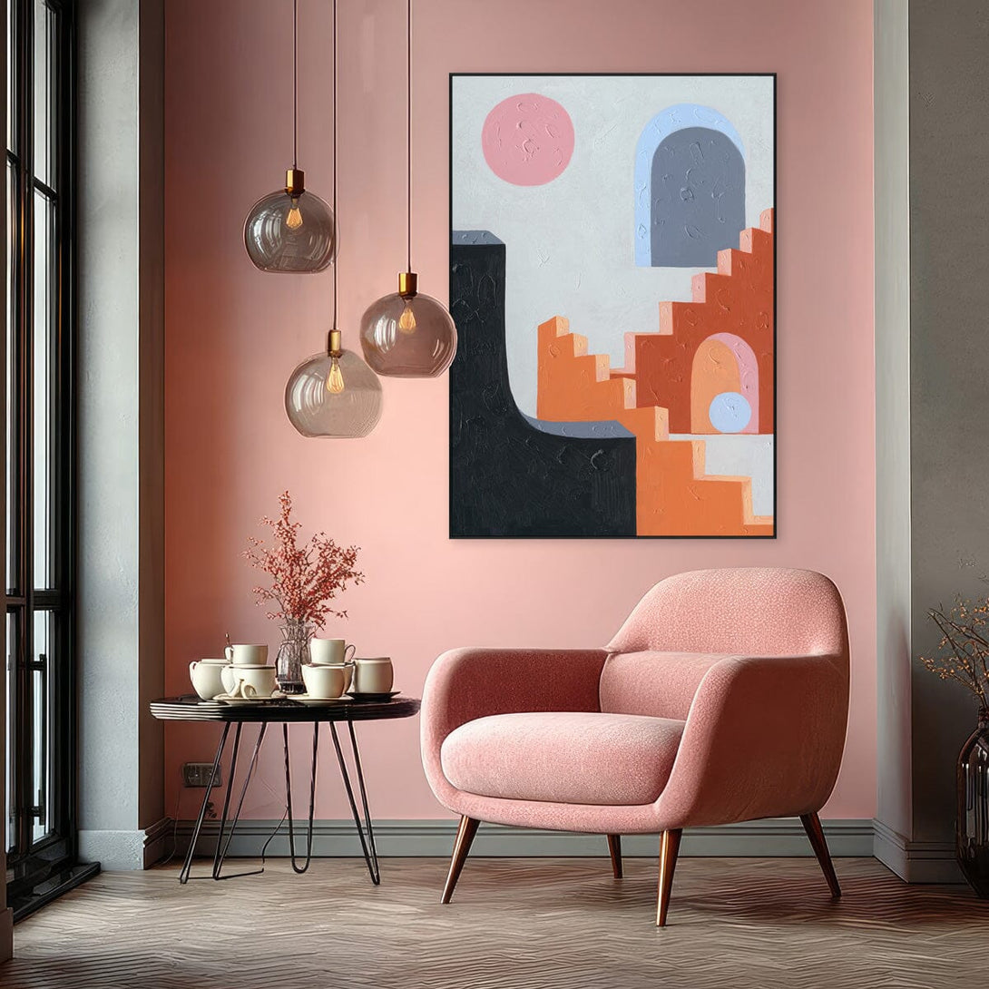 Twilight Arcade - Geometric Surreal Abstract #J2531 Painting artwepaint 