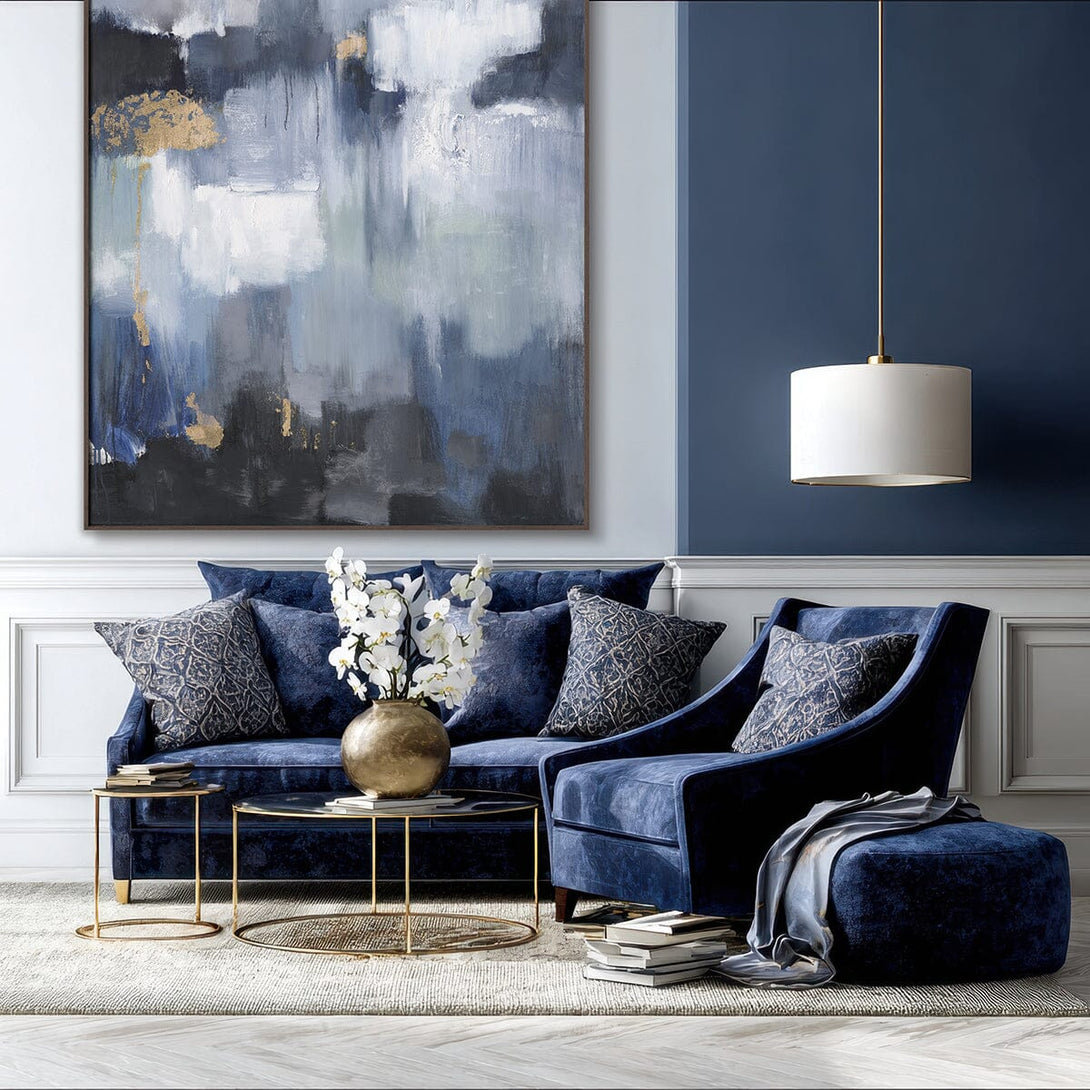 Twilight Blue & Gold - Abstract Oil Painting #M5535 Painting artwepaint 