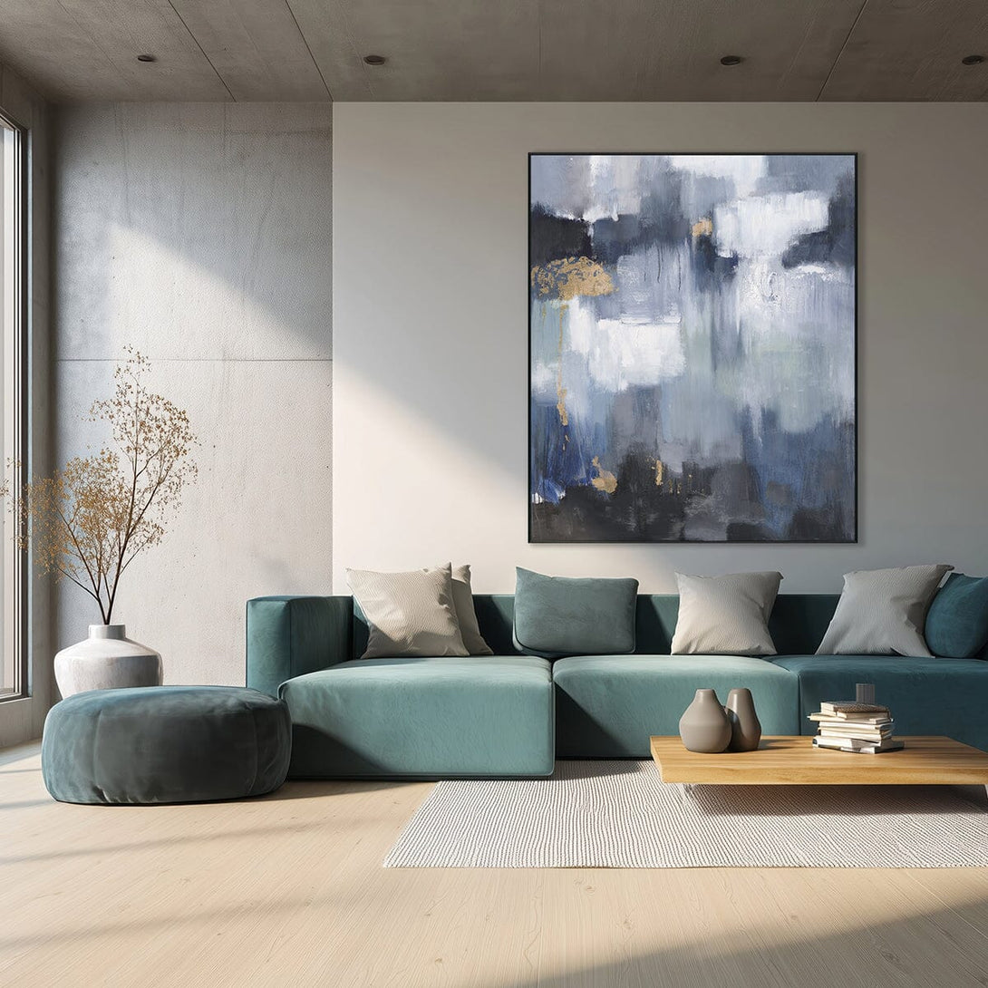 Twilight Blue & Gold - Abstract Oil Painting #M5535 Painting artwepaint 