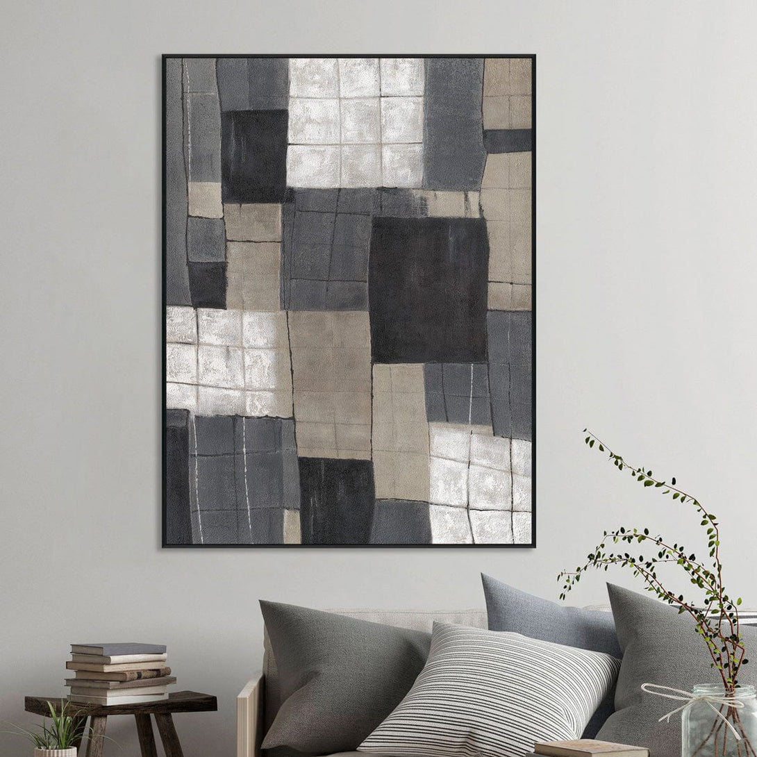 Urban Blocks-Grey Geometric Abstract Painting #P4502 Painting artwepaint 