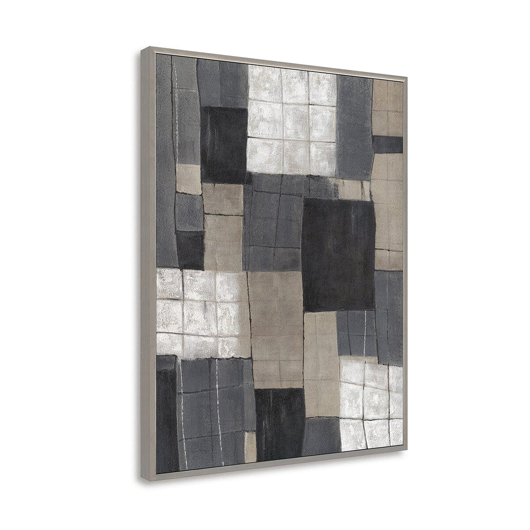 Urban Blocks-Grey Geometric Abstract Painting #P4502 Painting artwepaint 