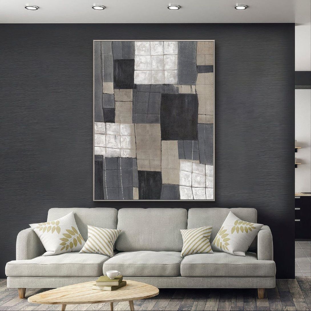 Urban Blocks-Grey Geometric Abstract Painting #P4502 Painting artwepaint 