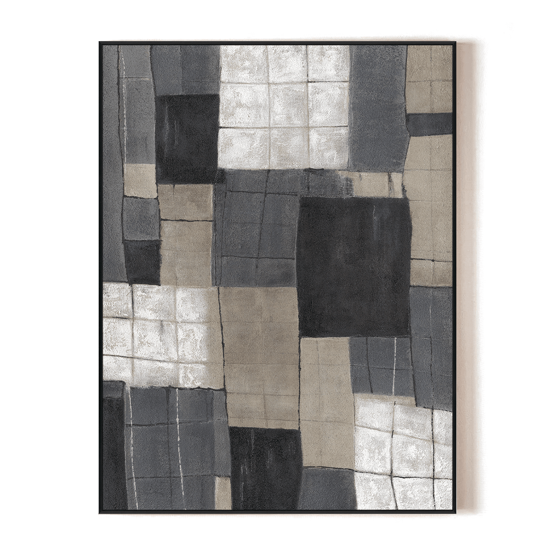 Urban Blocks-Grey Geometric Abstract Painting #P4502 Painting artwepaint 