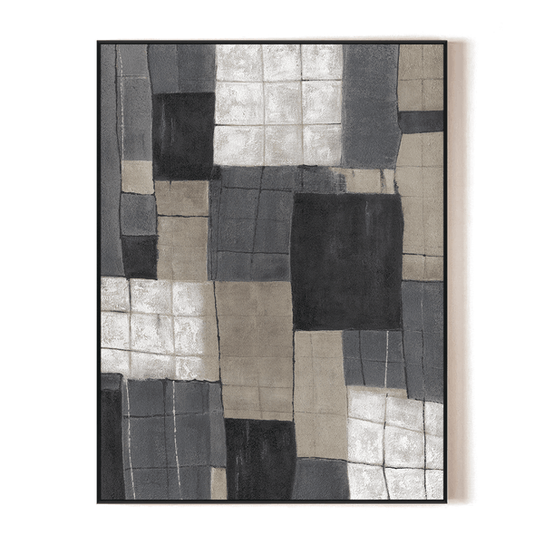 Urban Blocks-Grey Geometric Abstract Painting #P4502 Painting artwepaint 