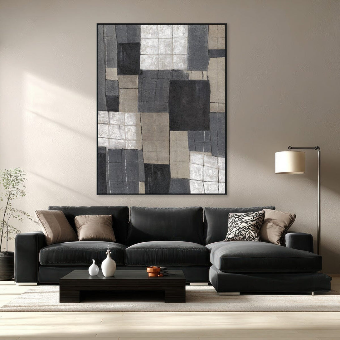 Urban Blocks-Grey Geometric Abstract Painting #P4502 Painting artwepaint 
