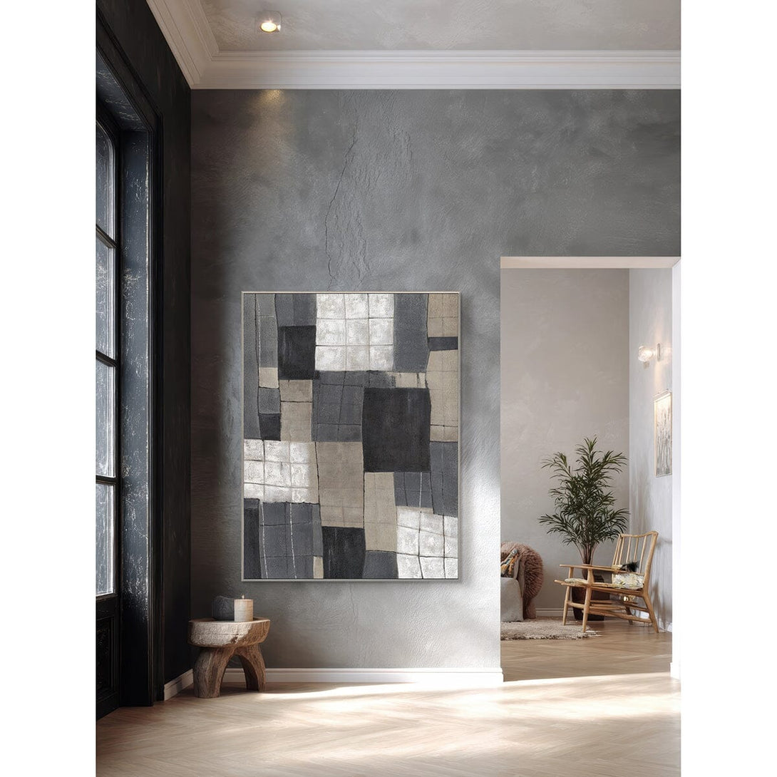 Urban Blocks-Grey Geometric Abstract Painting #P4502 Painting artwepaint 