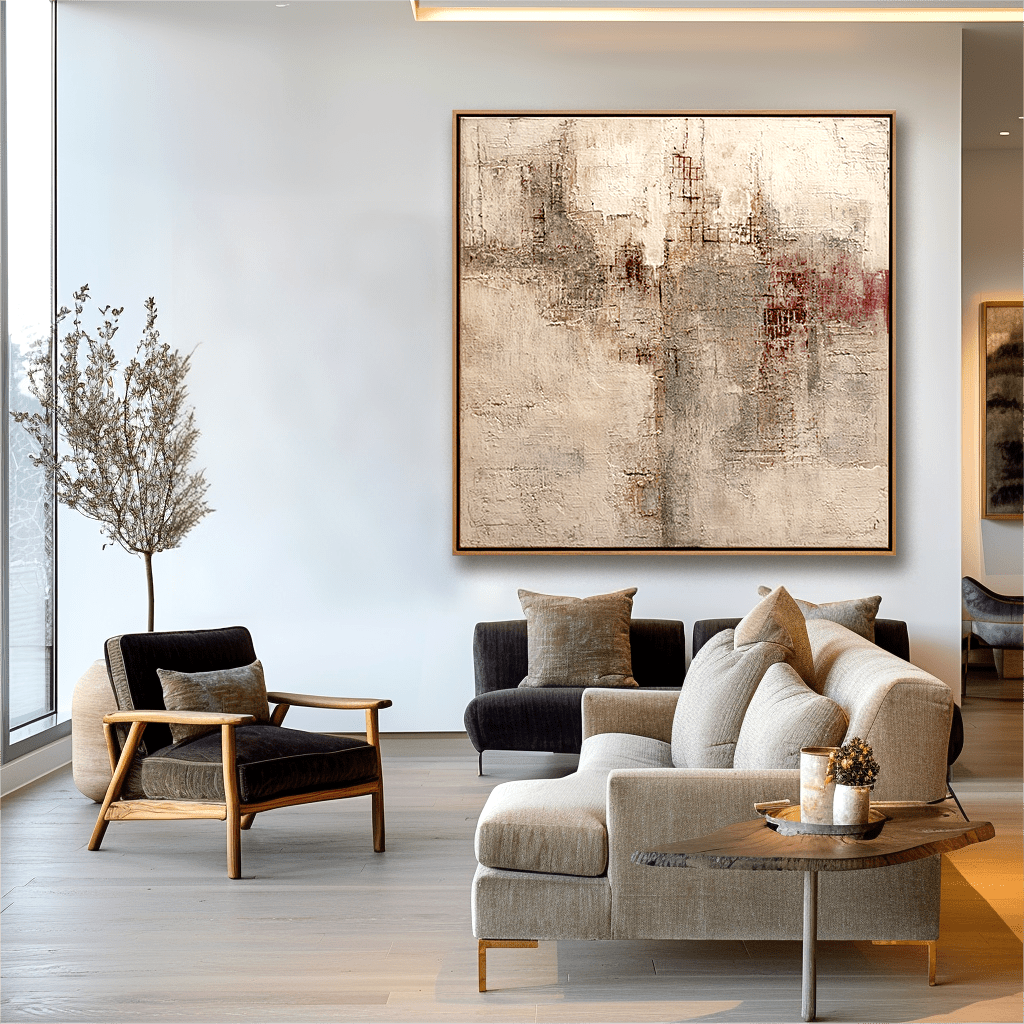 Urban Echo – Textured Beige Abstract Painting #20 Painting artwepaint 