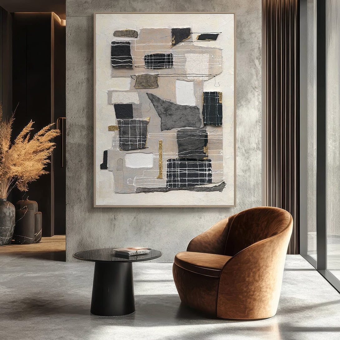 Urban Lines-Black & Beige Abstract Painting #P6196 Painting artwepaint 