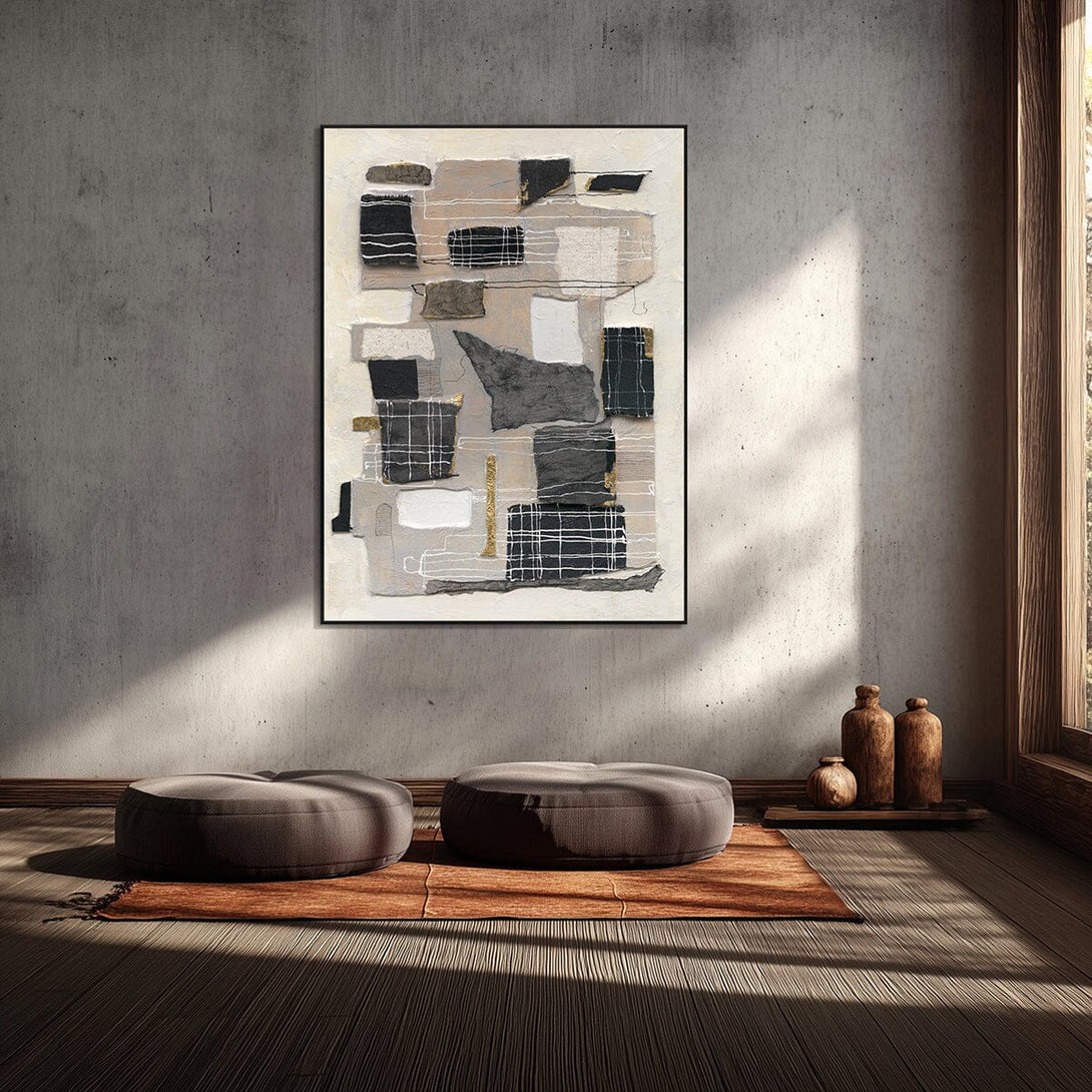 Urban Lines-Black & Beige Abstract Painting #P6196 Painting artwepaint 