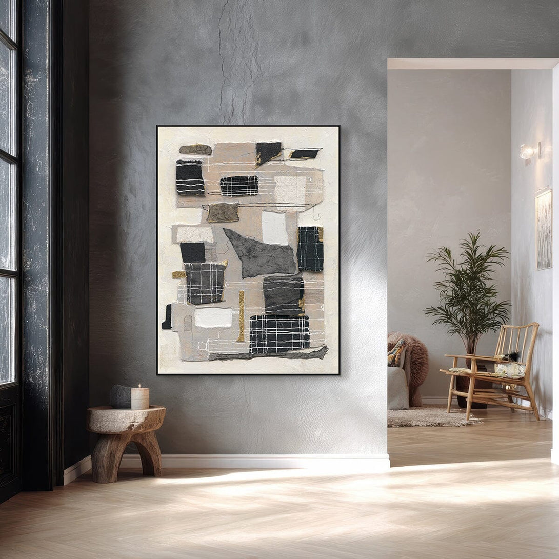 Urban Lines-Black & Beige Abstract Painting #P6196 Painting artwepaint 
