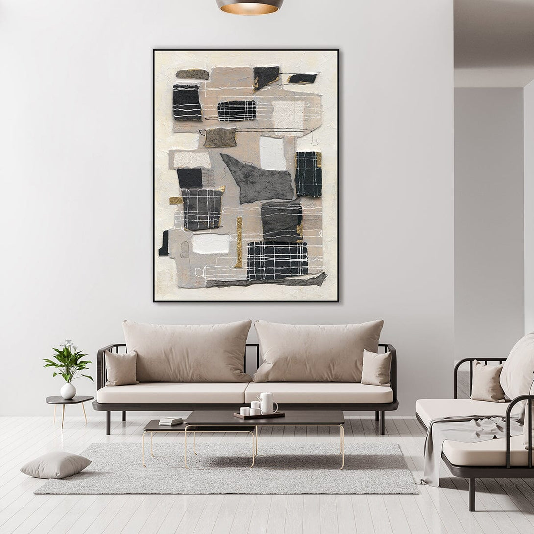 Urban Lines-Black & Beige Abstract Painting #P6196 Painting artwepaint 