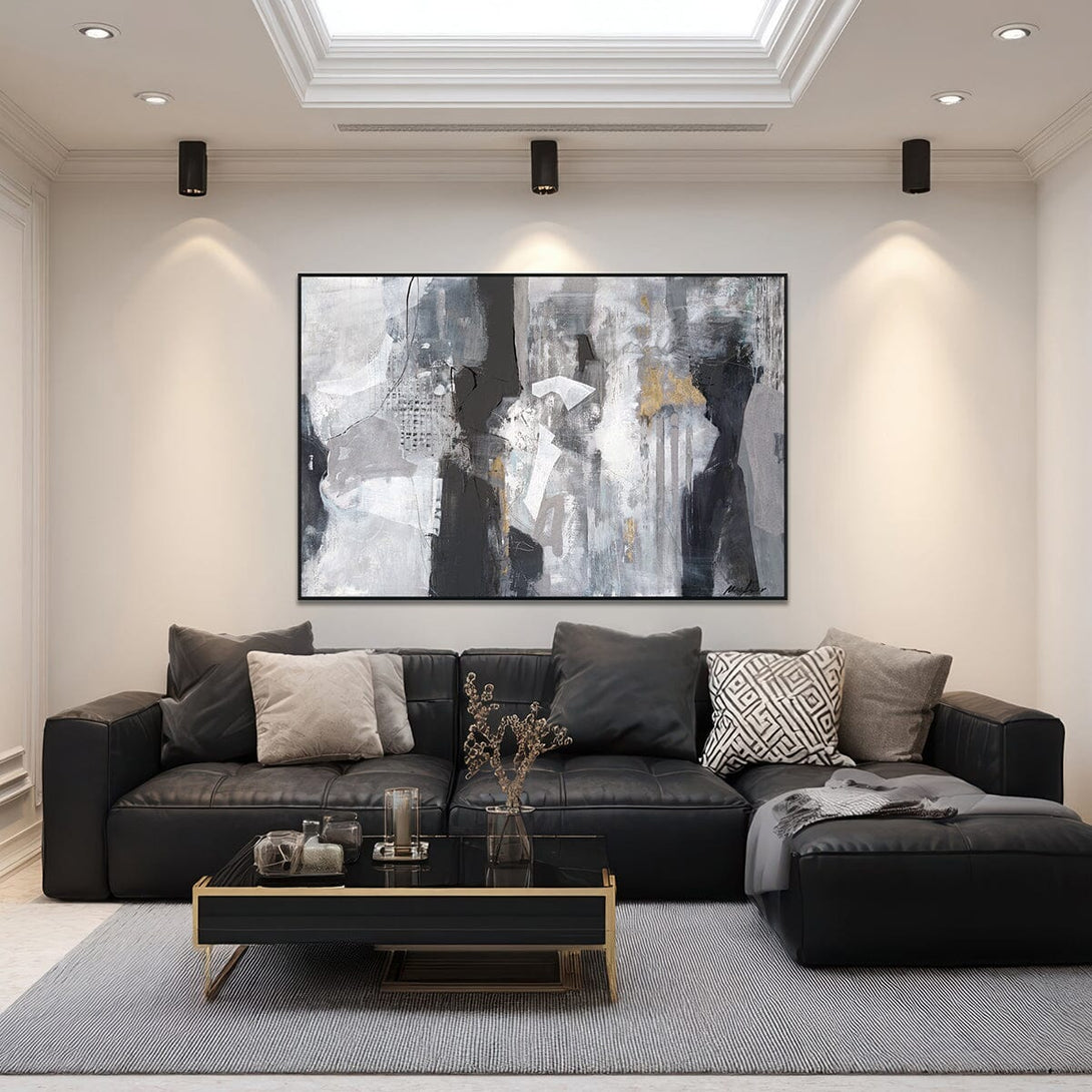 Urban Mist - Grey & Black Modern Abstract Painting #M8103 Painting artwepaint 