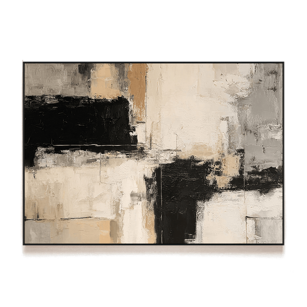 Urban Rhythm-Black Beige Abstract Painting #RIX1(373) Painting artwepaint 