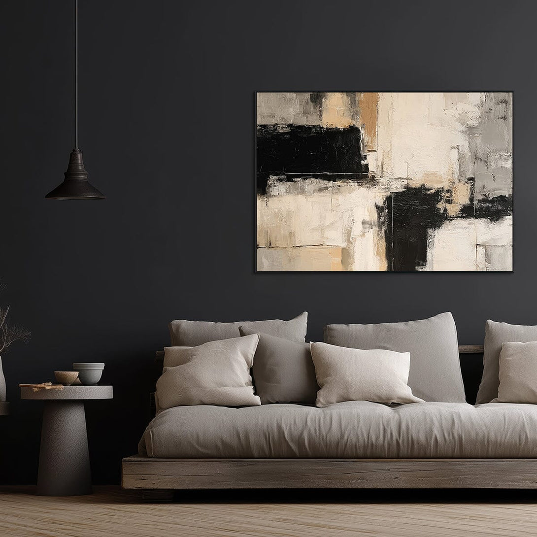 Urban Rhythm-Black Beige Abstract Painting #RIX1(373) Painting artwepaint 