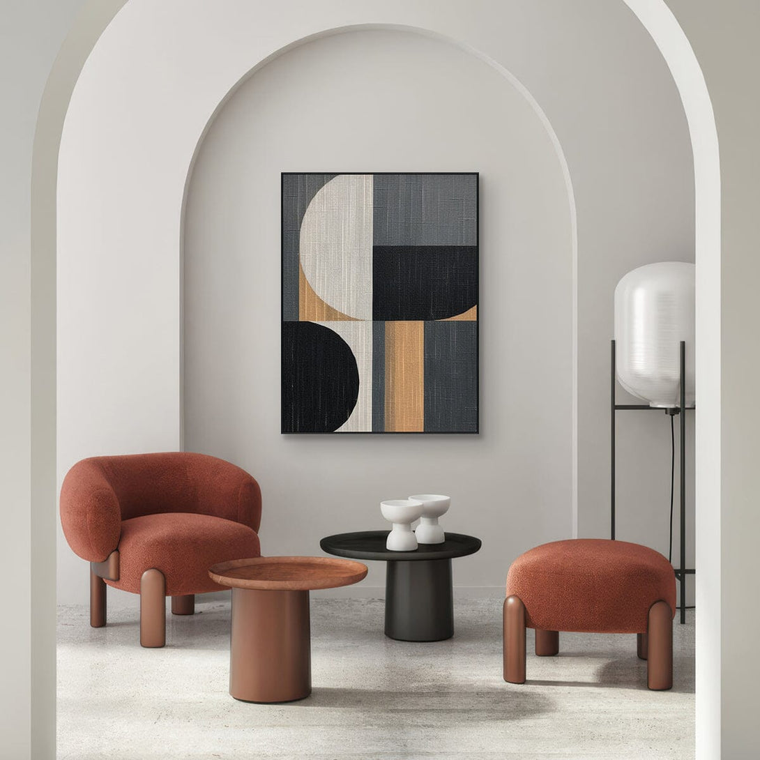 Urban Rhythm – Black Beige Geometric Painting #MH1214(107) Painting artwepaint 