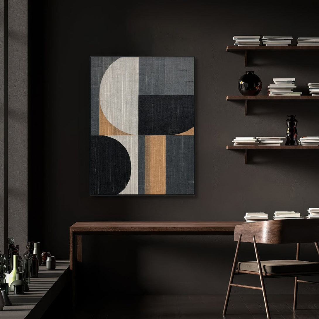 Urban Rhythm – Black Beige Geometric Painting #MH1214(107) Painting artwepaint 